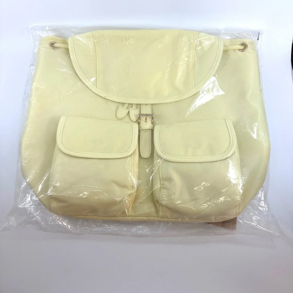 Year of Ours YOS x FFF Backpack Baby Yellow Nylon Buckle Drawstring Bag NWT